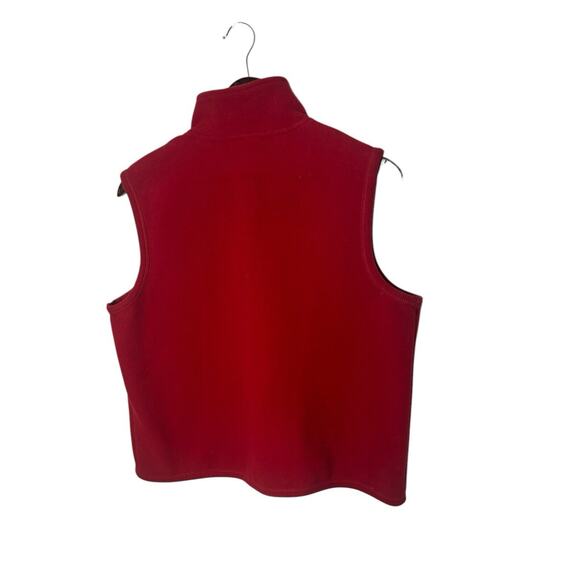 LAUREN RALPH LAUREN VEST FLEECE WOMENS MEDIUM RED BLACK REVERSIBLE BUTTON SNAP - Picture 2 of 3